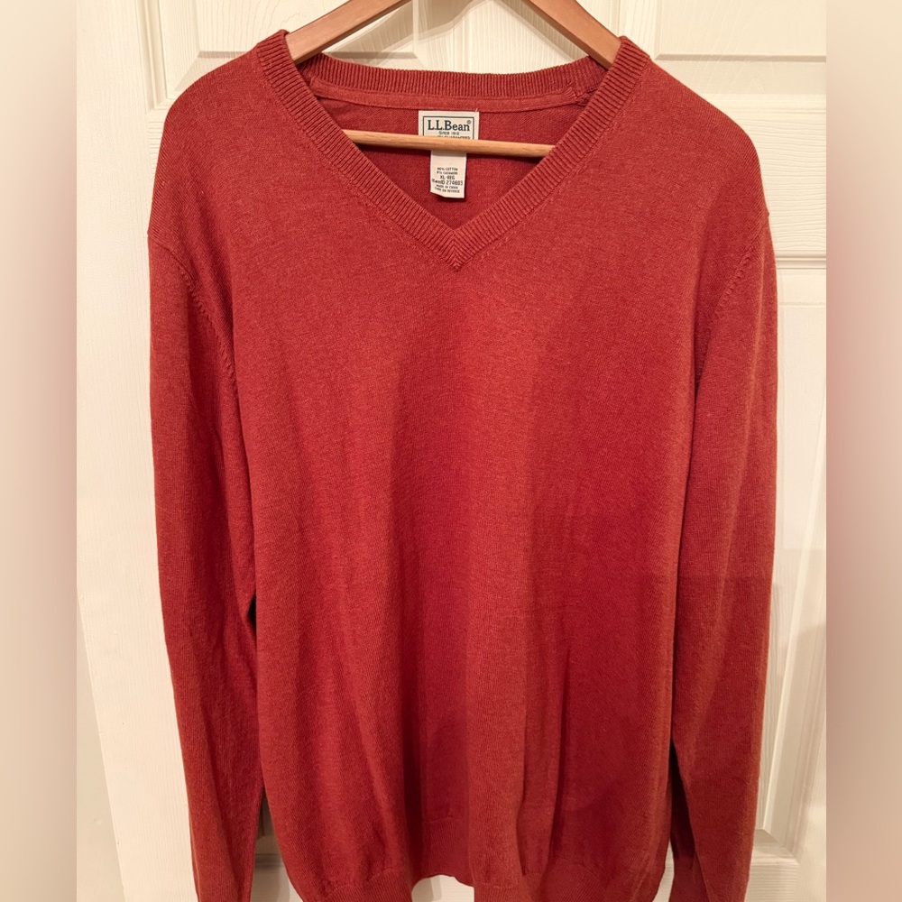 NWOT MENS LL BEAN CASHMERE BLEND V-NECK SWEATER SIZE XTRA LARGE 🧡